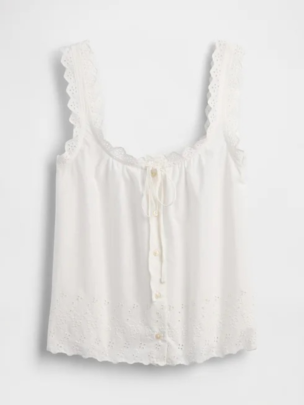 GAP White Lace-Trim Button Front Camisole